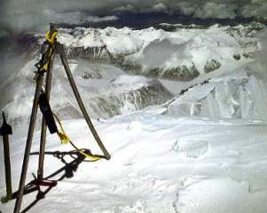 Everest Book - All Fourteen 8,000ers - Everest summit tripod